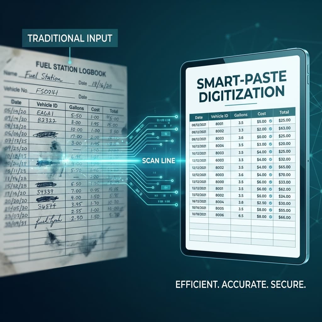 Process of digitizing fuel station logbooks using Smart-Paste technology